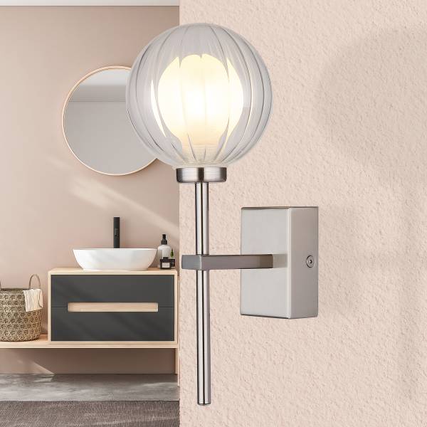 Lampada da parete Ander B Vetro trasparente / Ferro - 1 punto luce - Argento