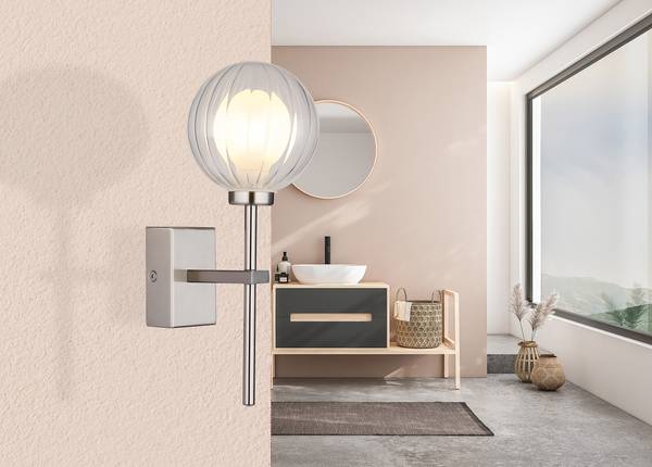 Lampada da parete Ander B Vetro trasparente / Ferro - 1 punto luce - Argento