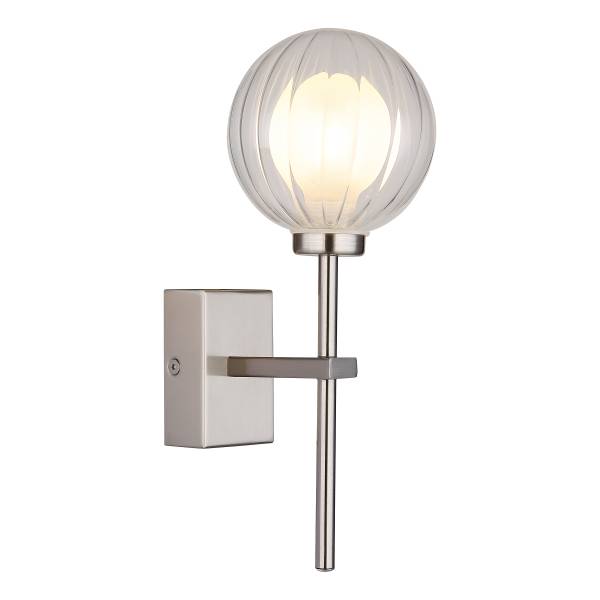 Lampada da parete Ander B Vetro trasparente / Ferro - 1 punto luce - Argento