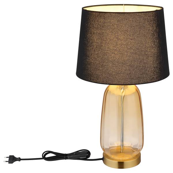 Tischleuchte Classy Mischgewebe / Farbglas - 1-flammig - Schwarz
