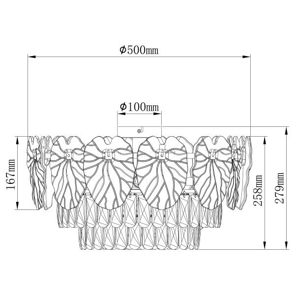 Lampada da soffitto Benjamin Cristallo / Ferro - 8 punti luce