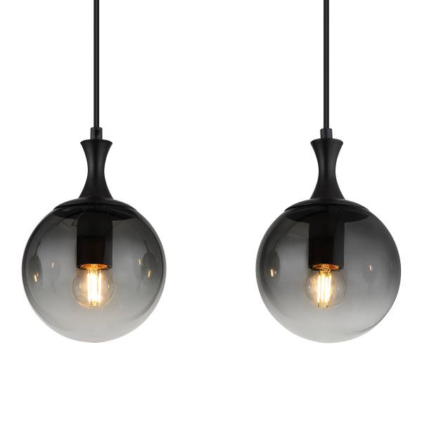 Lampada a sospensione Dalton B Vetro fumè / Ferro - 4 punti luce