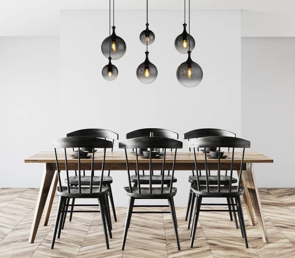 Hanglamp Dalton type C rookglas/ijzer - 8-lichts