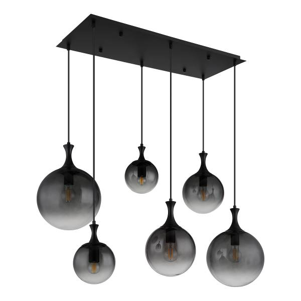 Hanglamp Dalton type C rookglas/ijzer - 8-lichts