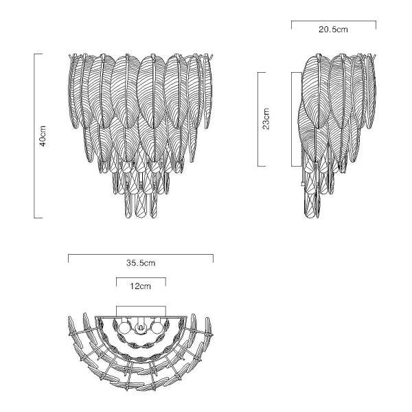 Lampada da parete Dalton Vetro acrilico / Ferro - 3 punti luce