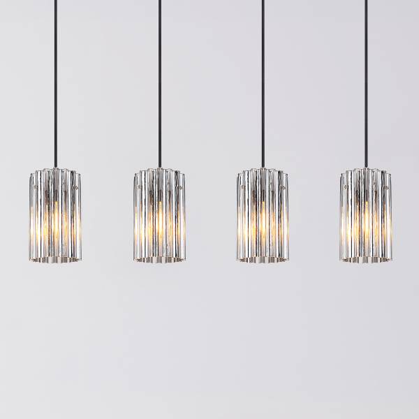 Lampada a sospensione Cayden B Vetro trasparente / Ferro - 4 punto luce