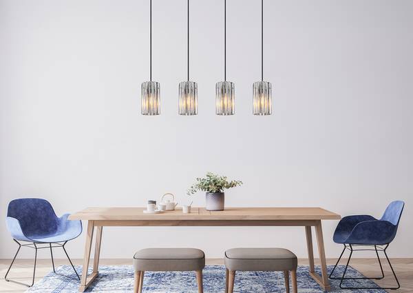 Lampada a sospensione Cayden B Vetro trasparente / Ferro - 4 punto luce