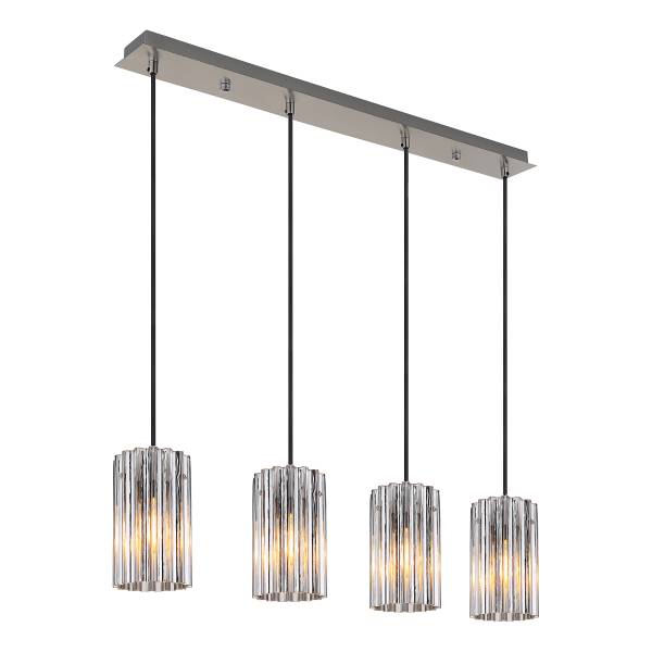 Lampada a sospensione Cayden B Vetro trasparente / Ferro - 4 punto luce