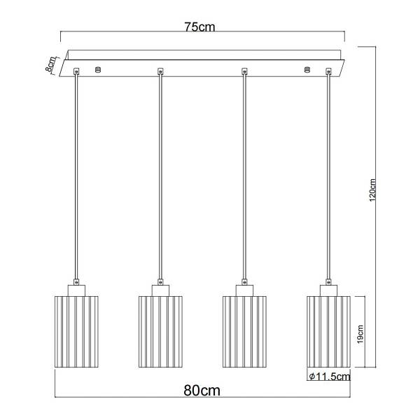 Lampada a sospensione Cayden B Vetro trasparente / Ferro - 4 punto luce