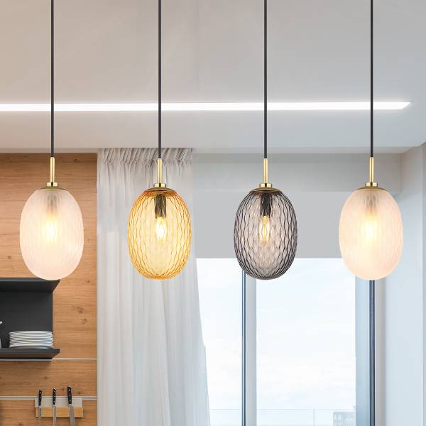 Lampada a sospensione Devin B Vetro fumè / Ferro - 4 punti luce