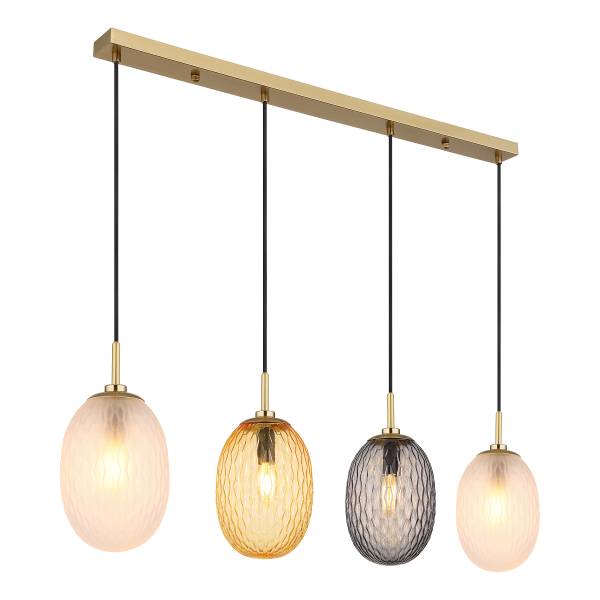 Lampada a sospensione Devin B Vetro fumè / Ferro - 4 punti luce