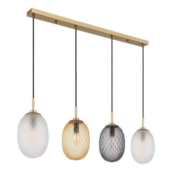 Lampada a sospensione Devin B Vetro fumè / Ferro - 4 punti luce