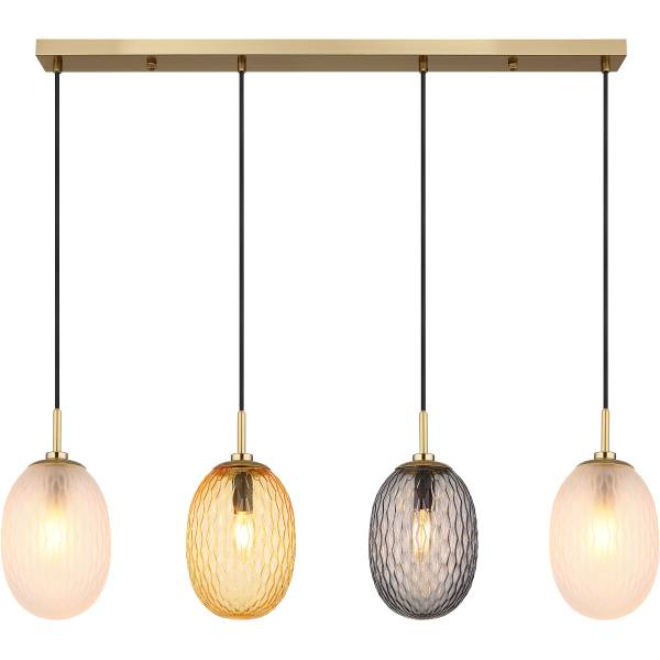 Lampada a sospensione Devin B Vetro fumè / Ferro - 4 punti luce