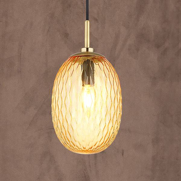 Pendelleuchte Devin Typ C Farbglas / Eisen - 1-flammig - Beige