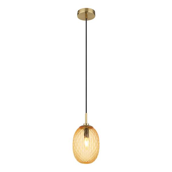 Pendelleuchte Devin Typ C Farbglas / Eisen - 1-flammig - Beige