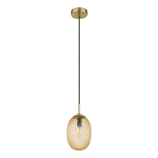Pendelleuchte Devin Typ C Farbglas / Eisen - 1-flammig - Beige