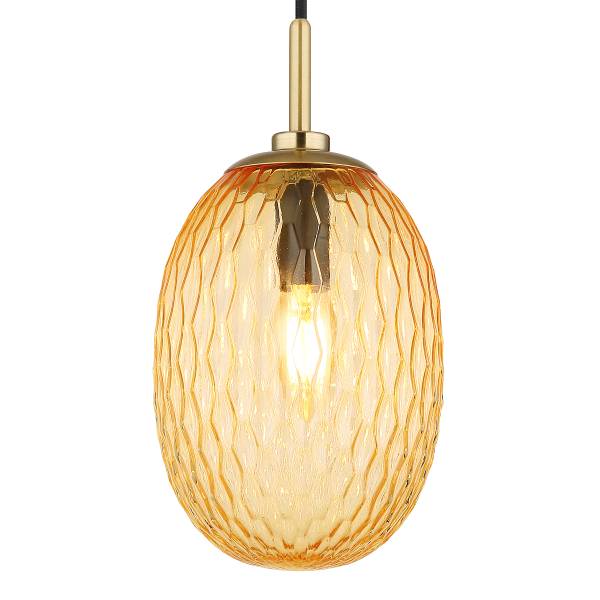 Pendelleuchte Devin Typ C Farbglas / Eisen - 1-flammig - Beige