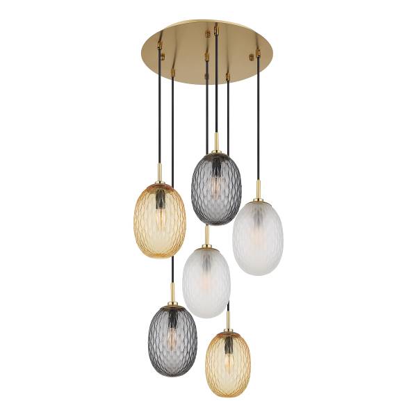 Lampada a sospensione Devin A Vetro fumé / Ferro - Numero di lampadine necessarie: 6