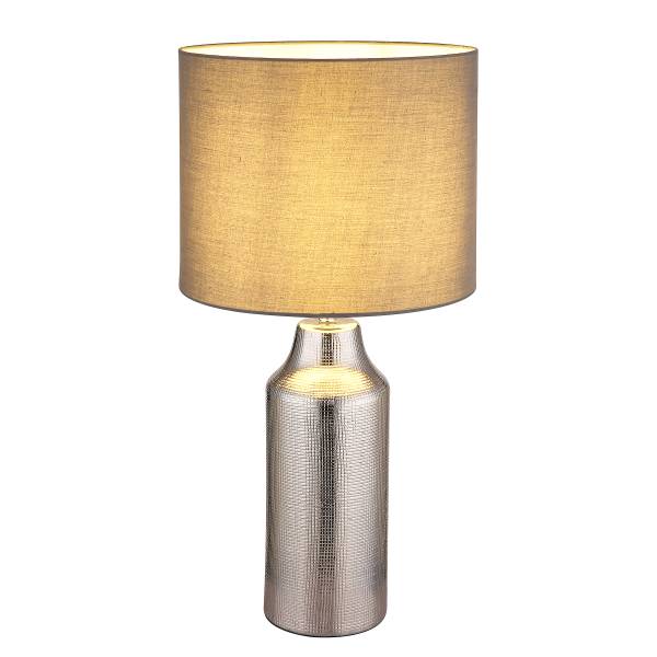 Lampada da tavolo Elden Tessuto strutturato / Ceramica - 1 punto luce - Grigio / Argento