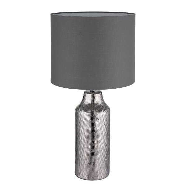 Lampada da tavolo Elden Tessuto strutturato / Ceramica - 1 punto luce - Grigio / Argento