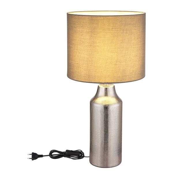 Lampada da tavolo Elden Tessuto strutturato / Ceramica - 1 punto luce - Grigio / Argento