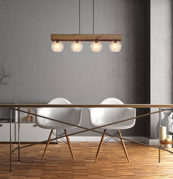 Lampada a sospensione Barry J Vetro / Ferro - 4 punti luce