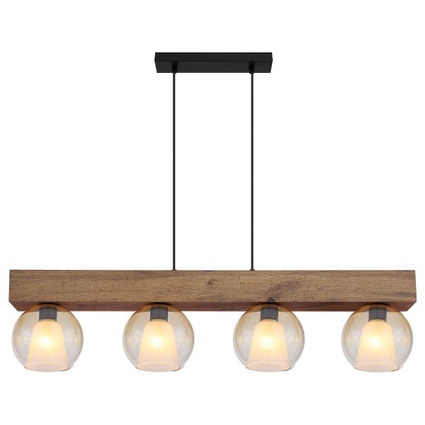 Lampada a sospensione Barry J Vetro / Ferro - 4 punti luce