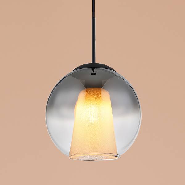 Lampada a sospensione Barry E Vetro fumè / Ferro - 1 punti luce