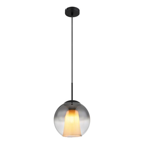 Lampada a sospensione Barry E Vetro fumè / Ferro - 1 punti luce
