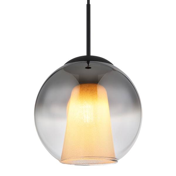Lampada a sospensione Barry E Vetro fumè / Ferro - 1 punti luce