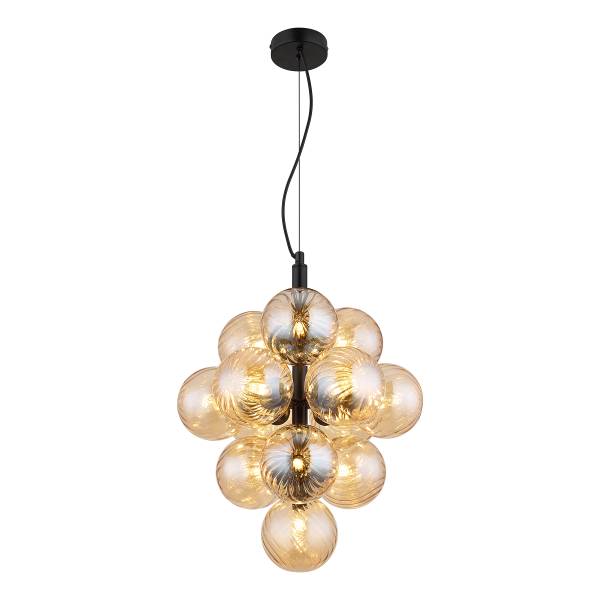 Pendelleuchte Conor Farbglas / Eisen - 13-flammig - Beige