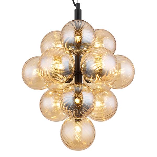 Pendelleuchte Conor Farbglas / Eisen - 13-flammig - Beige