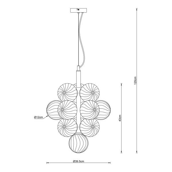 Pendelleuchte Conor Farbglas / Eisen - 13-flammig - Beige