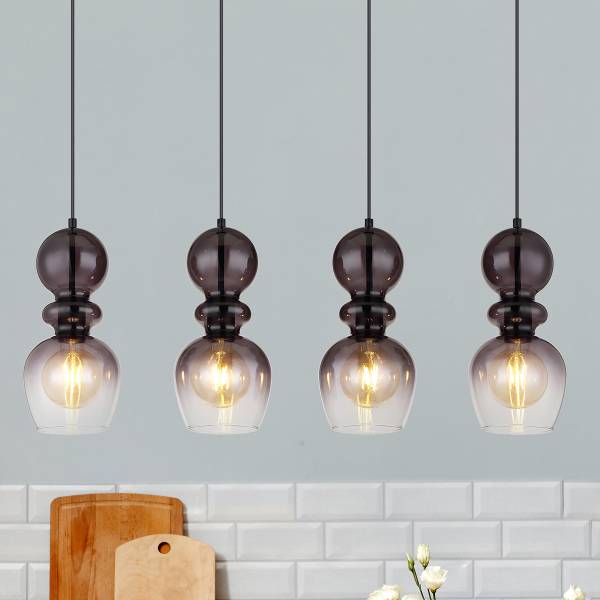 Hanglamp Clarity type B rookglas/ijzer - Aantal lichtbronnen: 4