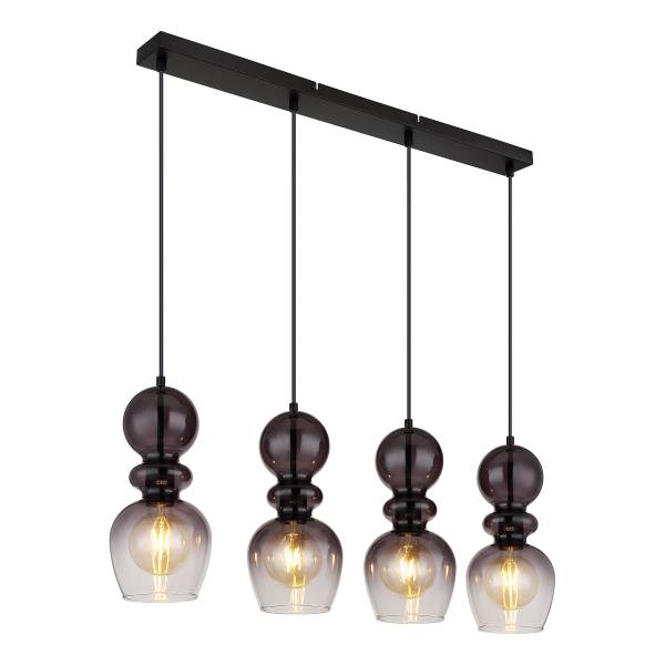 Hanglamp Clarity type B rookglas/ijzer - Aantal lichtbronnen: 4