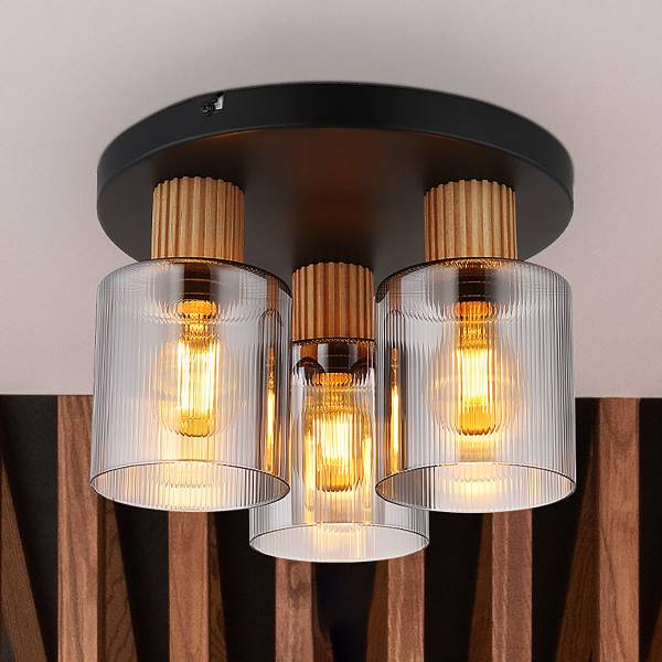 Plafonnier Aleidis Verre fumé / Fer - Nb d'ampoules : 3