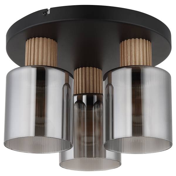 Plafonnier Aleidis Verre fumé / Fer - Nb d'ampoules : 3