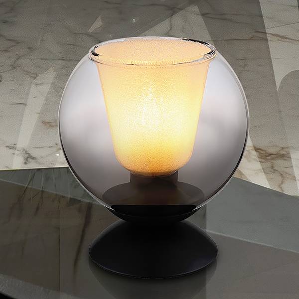 Tafellamp Barry type B rookglas/ijzer - 1-lichts