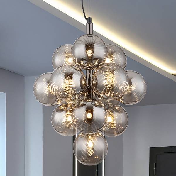 Lampada a sospensione Conor Vetro fumè / Ferro - 13 punti luce - Nero