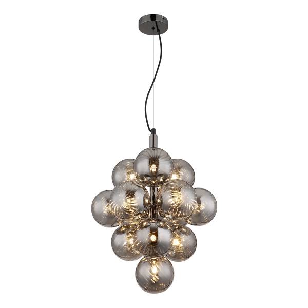 Lampada a sospensione Conor Vetro fumè / Ferro - 13 punti luce - Nero