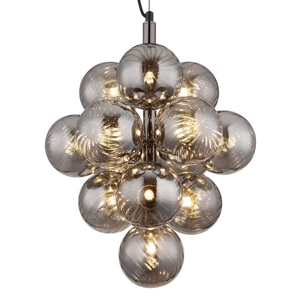 Lampada a sospensione Conor Vetro fumè / Ferro - 13 punti luce - Nero
