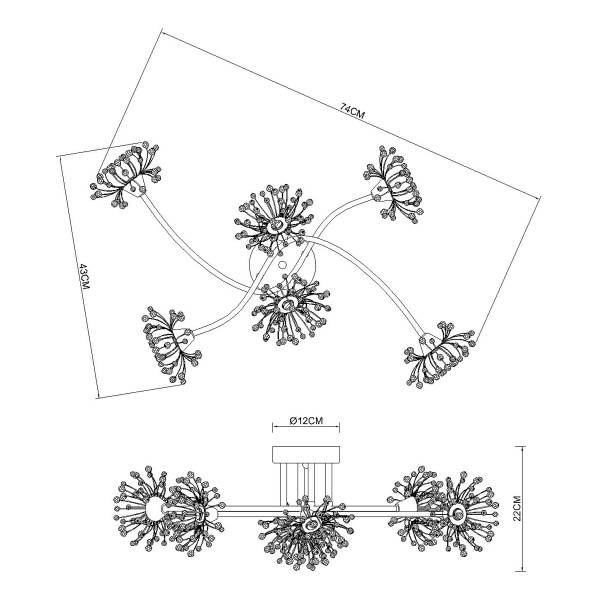 Lampada da soffitto Fiore Vetro acrilico / Ferro - 6 punti luce