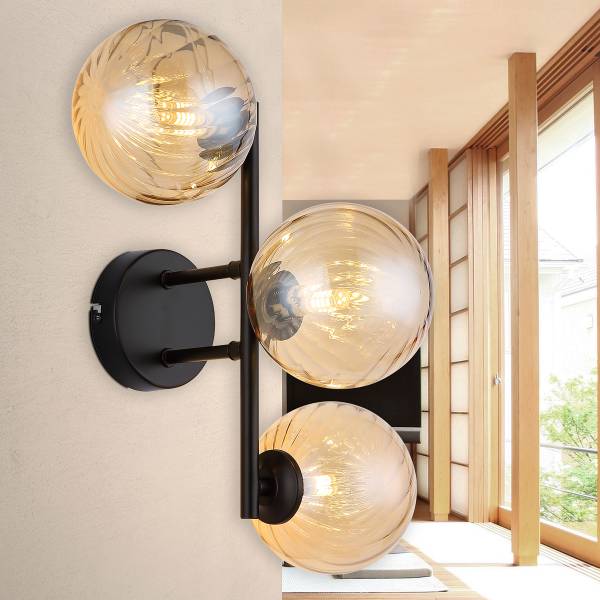 Wandleuchte Conor Farbglas / Eisen - 3-flammig - Beige