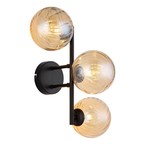 Wandleuchte Conor Farbglas / Eisen - 3-flammig - Beige
