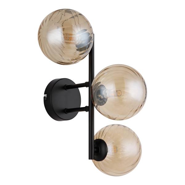 Wandleuchte Conor Farbglas / Eisen - 3-flammig - Beige