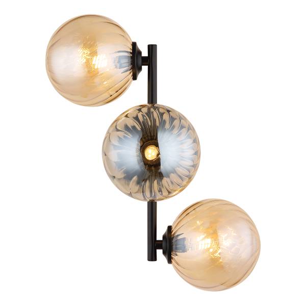 Wandleuchte Conor Farbglas / Eisen - 3-flammig - Beige