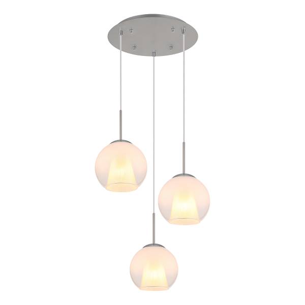 Pendelleuchte Barry Typ F Opalglas / Eisen - 3-flammig