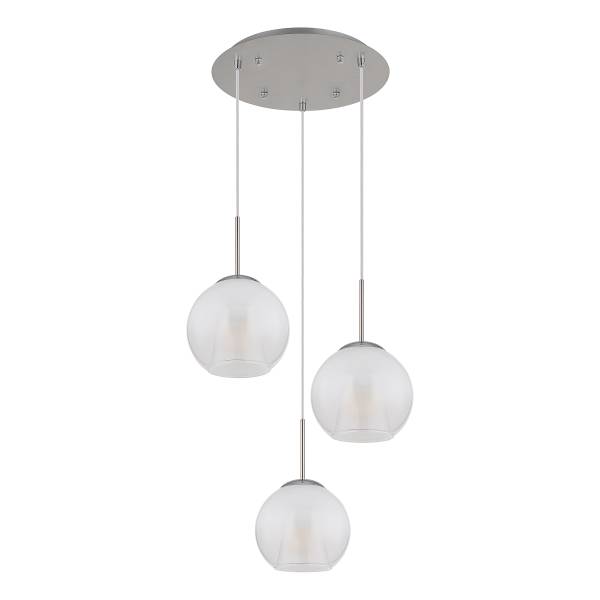 Pendelleuchte Barry Typ F Opalglas / Eisen - 3-flammig