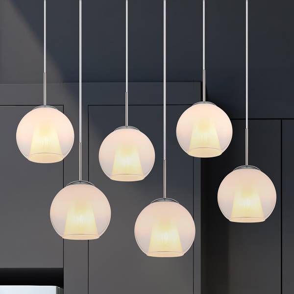 Lampada a sospensione Barry H Vetro opalino / Ferro - 6 punto luce