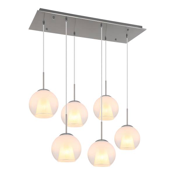 Lampada a sospensione Barry H Vetro opalino / Ferro - 6 punto luce